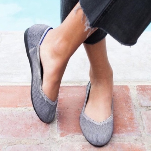 Rothy’s Birdseye Classic Ballet Flats Round-Toe Retired Color Cloud Gray 7.5 - Picture 1 of 13